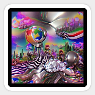 CHROME PSYCHEDELIC DREAMWORLD ORIGINAL DIGITAL GENERATED ART Sticker